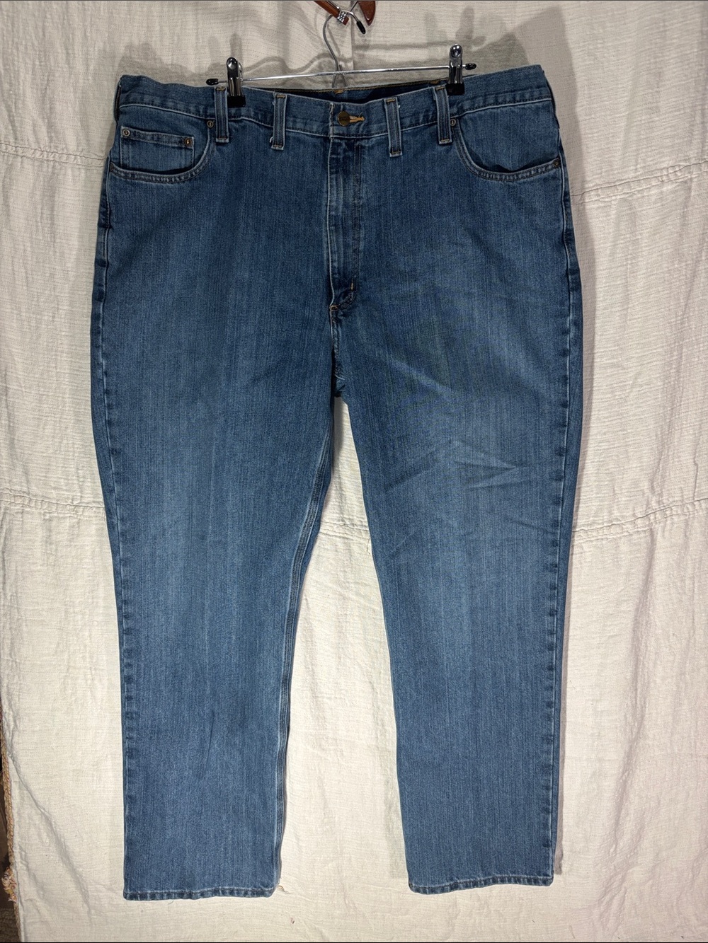 Carhartt Men's Straight Jeans in Medium Blue Denim